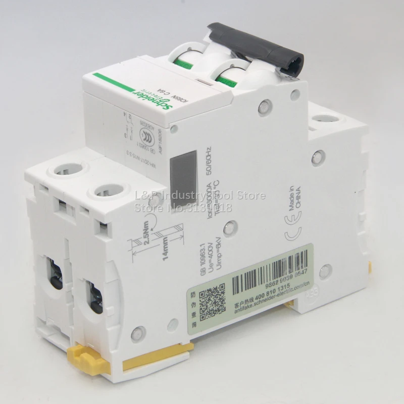 100% New Original Acti9 Type C Schneider IC65N 2P C6A A9F18206 Vacuum Mini Circuit Breaker MCB Good Quality