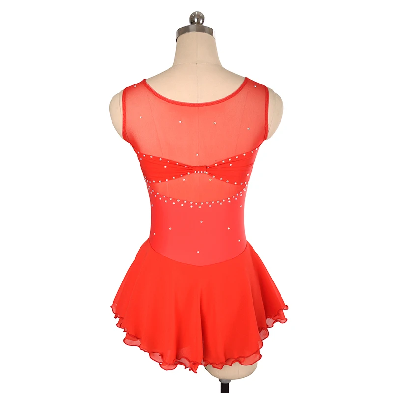 Kids Gymnastics Performance Figure Skating Red Dress Custom Competition Skating Skirt Girl Female Hot Sale