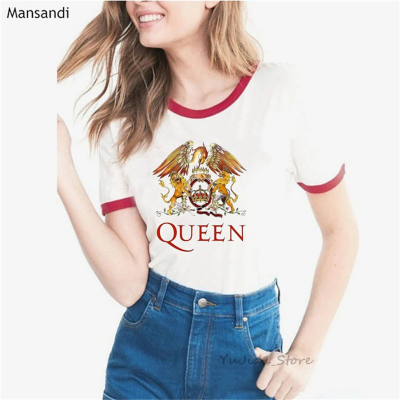 Freddie Mercury T Shirt Graphic Tees Women Clothes 2024 The Queen Band Tee Shirts Femme Summer Tops Female T-Shirt Streetwear