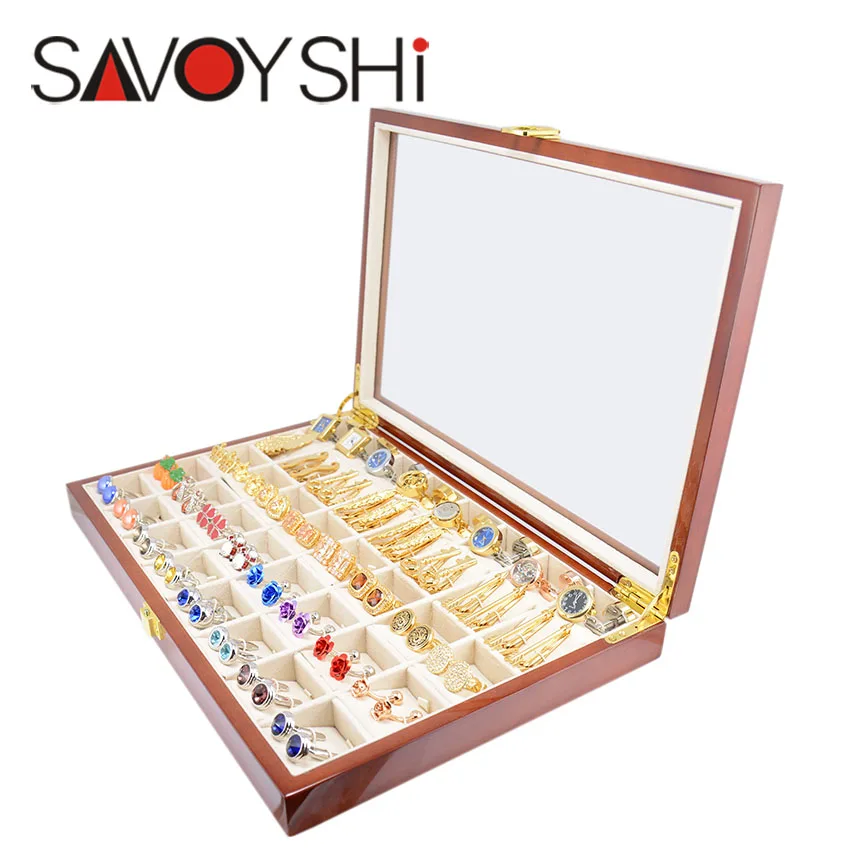 Luxury Cufflinks Gift Box 40pairs Capacity Cufflinks box High Quality Painted Wooden Box Authentic 350*240*50mm Ring Earing box