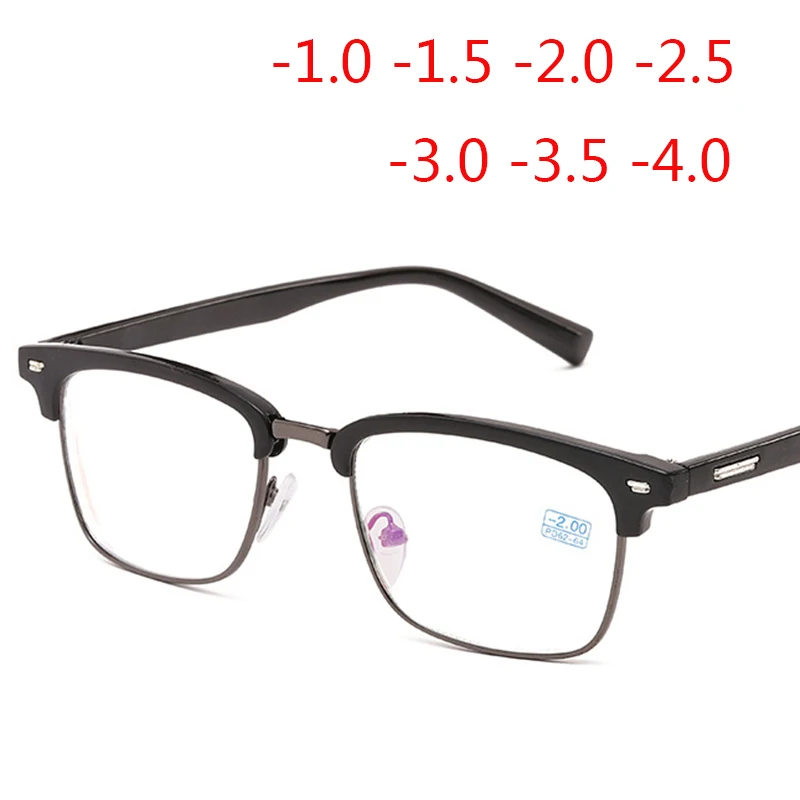 Retro Kacamata Wanita Kacamata Miopia Optical Square Paku Keling Bingkai Kacamata untuk Pria Oculos-1.0-1.5-2.0 -2.5-3.0-3.5-4.0