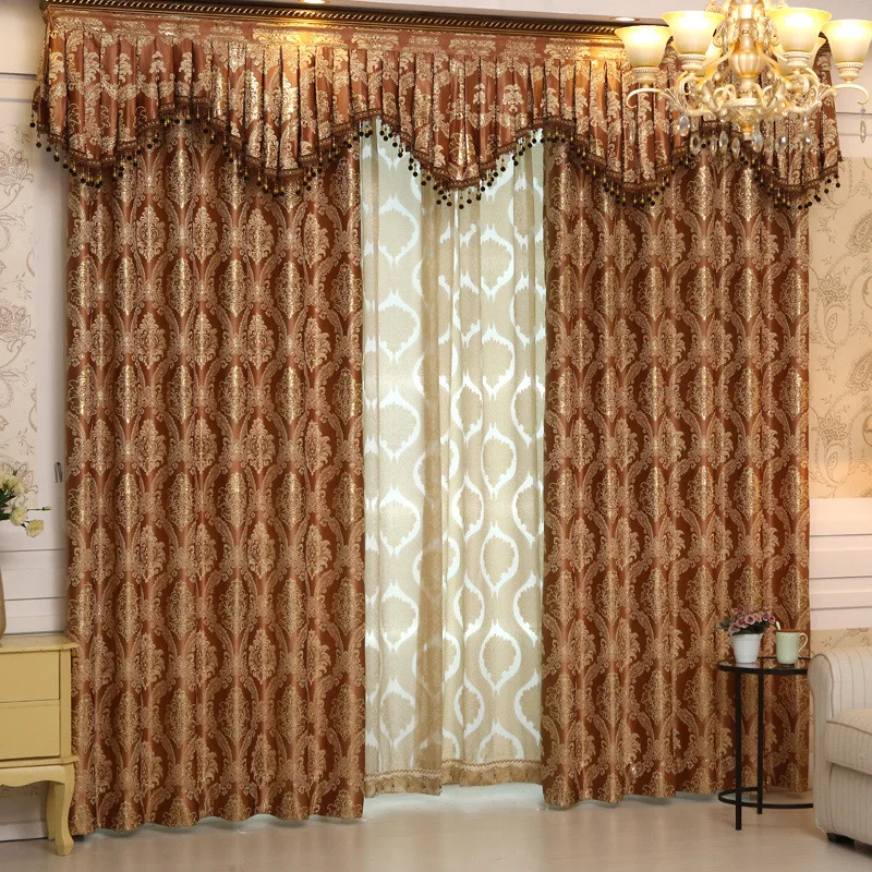 Jacquard Window Curtains for Living Room High-grade European Style Curtain Drapes for Bedroom Decor Elegant Feeling