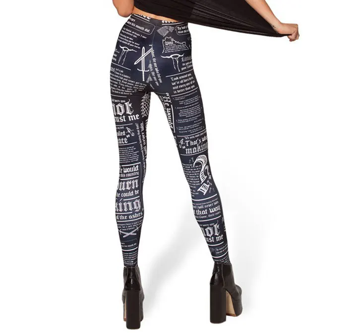 Zwart Papier Woord Vrouwen Legging Womens Leggings Jeggings Legings Sexy Legging Broek Legins Sexy Gedrukt Leggings DDK030214