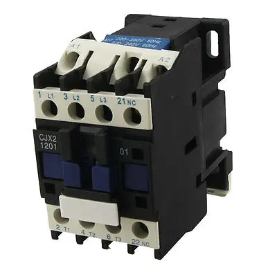 CJX2-1201 DIN Rail Mount AC Contactor 3 Pole One NC 220V Coil 12A