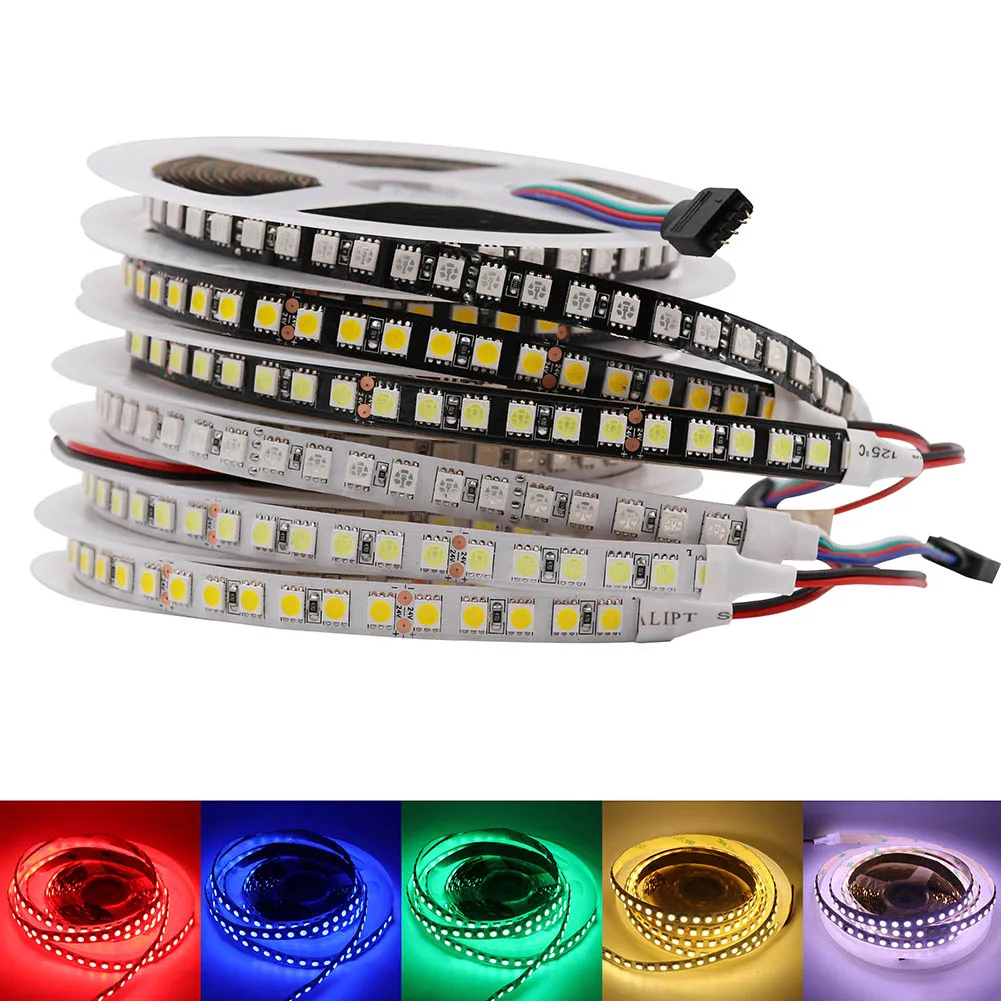 24V RGB LED Strip Light 5050 120LED/m Flexible LED Lights Strips 5m/lot High Brightness Warm White LED Tape Non Waterproof