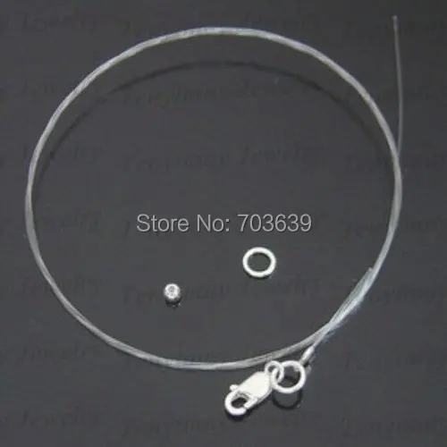 

Hot sale 25pcs 0.5mm necklace cords with 925 sterling silver lobster clasp, fashion transparent fish cord necklace for beads