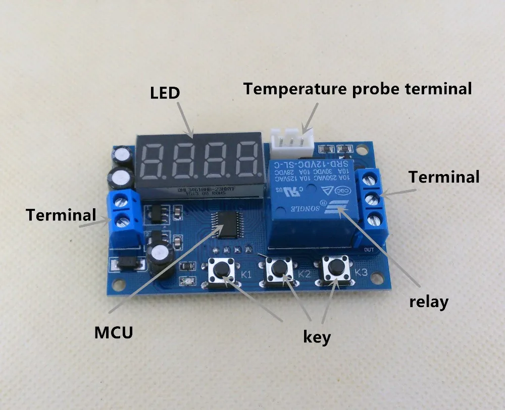 Temperatuur Controller DS18B20 Temperatuurregeling Template Temperatuur Schakelaar Digitale Elektronische Temperatuur Controller