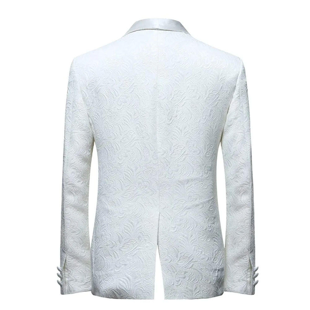 Mens Suits Shawl Collar 2 Pieces Slim Fit White Ivory Suit Mens Groom Jacket Tuxedos for Wedding Dress Evening(Blazer+Pants+Tie)