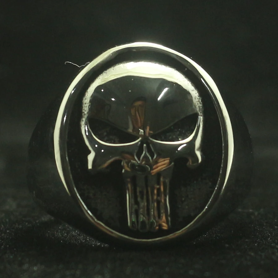 Size 7 To Size 15 Mens Boys 316L Stainless Steel Cool The Punisher Ring Newest