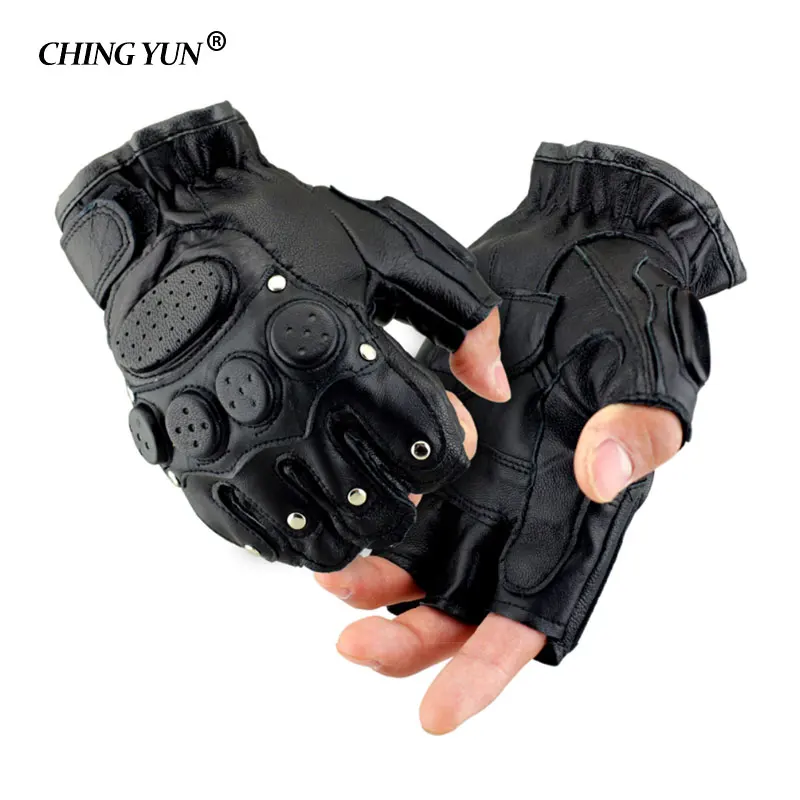 CHINGYUN New Tactical Gloves Men's Outdoor Fishing Cycling Anti Slip Wear-Resistant Breathable Half Finger Leather Gloves 8099