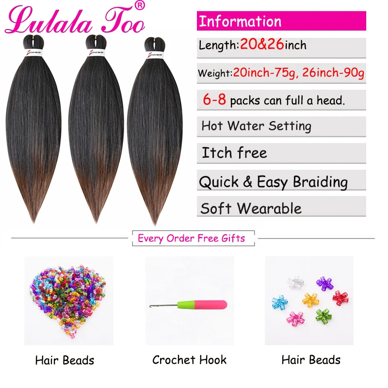 26inch Pre Stretched Ombre Braiding Hair Jumbo Braid Hair Perm Yaki Ez Braid Synthetic Hair Extensions for Crochet Twist