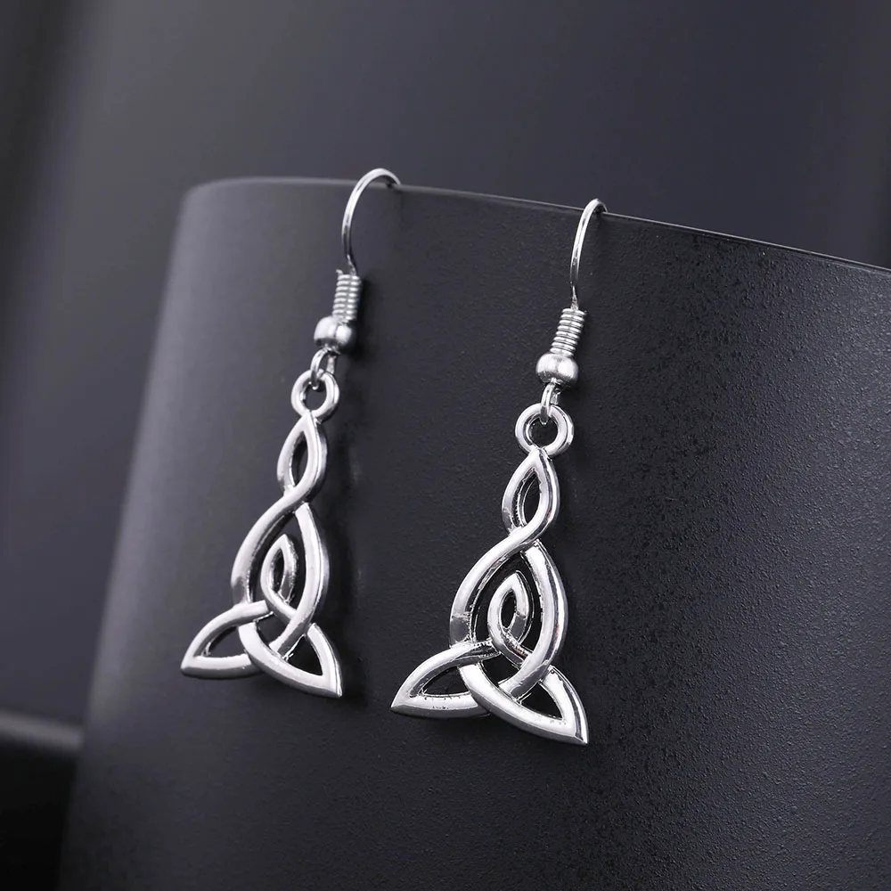 Skyrim Trinity Celtics Irish Knot Dangle Earrings Viking Triquetra Amulet Protection Jewelry Valentine's Day Gift for Women