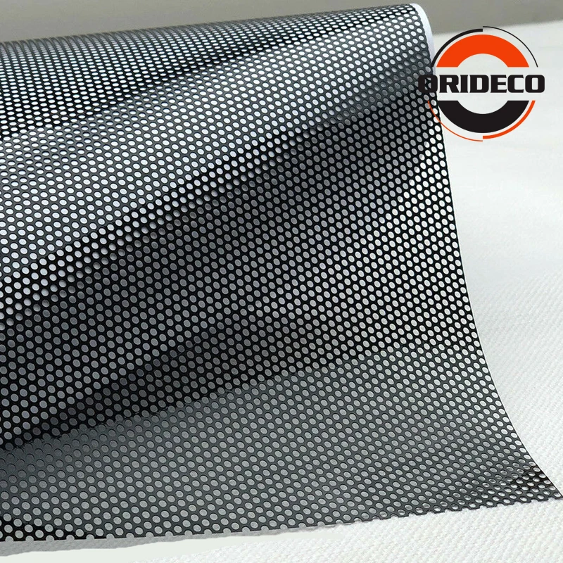 Black White Perforated Headlight Wrap Self-Adhesive Cover Roll DIY Privacy Window Film Decals Stickers