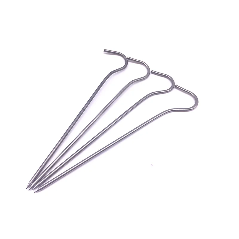 10pcs Titanium Alloy Ti Tent Peg nail Outdoor Camping Accessory Tent Stake Bend Hook Head Diameter 3.0mm x165mm