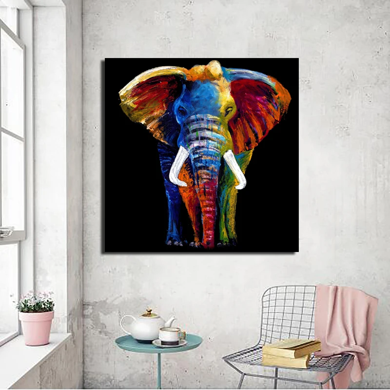 SELFLESSLY-Modern Colorful Elephant Canvas Painting, Living Room Posters and Prints, Animal Art, Wall Decor, Drop Shipping image 4