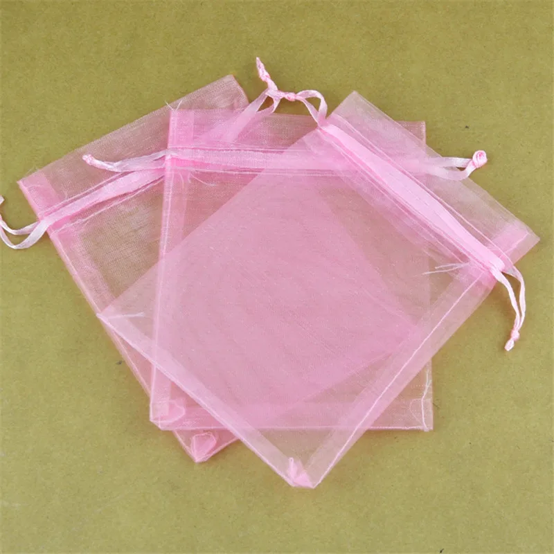 500pcs/lot Pink Organza Bags 15x20cm Jewelry Boutique Candy Gifts Packaging Bags Organza Pouch Wedding Favor Drawstring Gift Bag