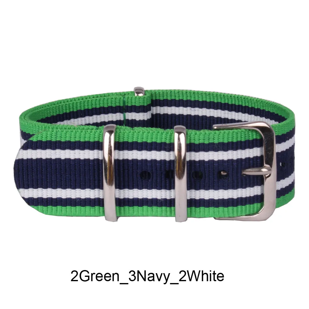 22mm New Nylon Watch MultiColor Cambo Green/Navy/White Army Military fabric Woven watchbands Strap Band Buckle belt 22 mm