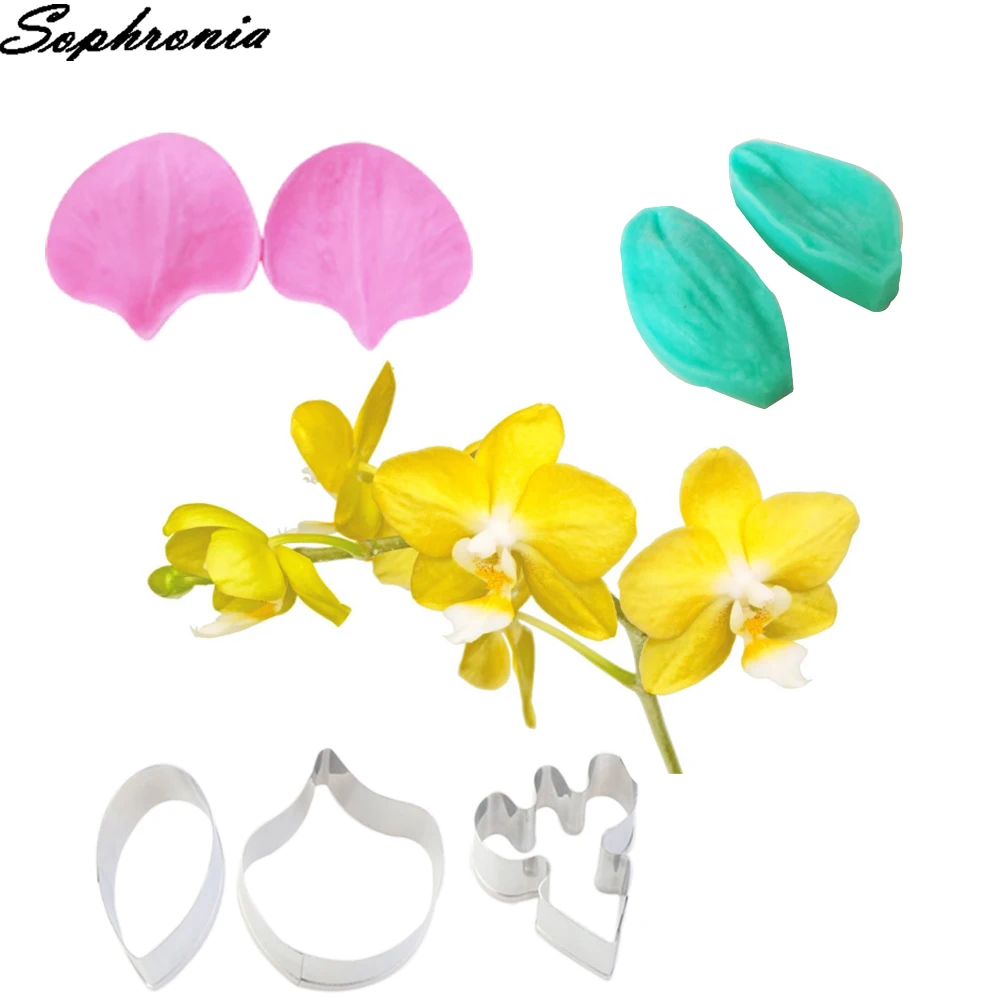 Phalaenopsis Orchid Silicone Mold&Cutter Fondant Mould Baking Chocolate Gumpaste, Sugarcraft, Candy Clay Pastry Cake Mold CS229