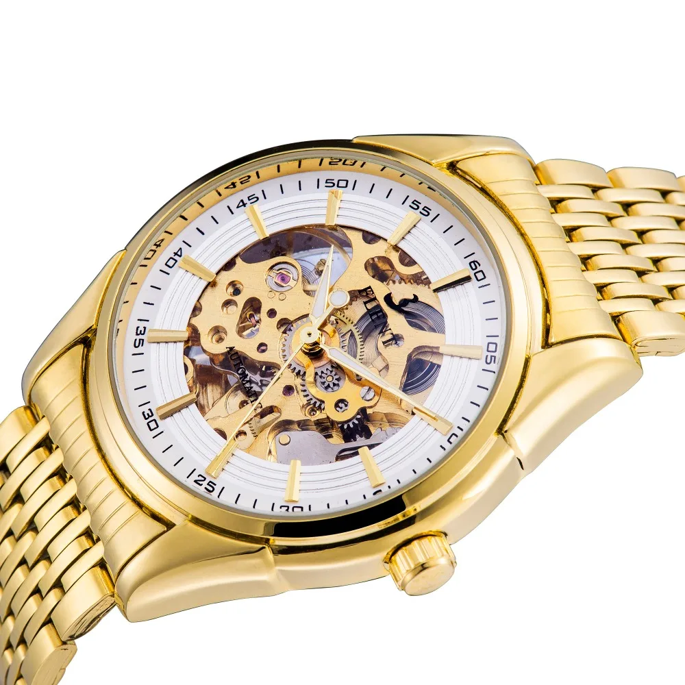 

Men Golden Band Automatic Watches Full Steel Analog Wristwatches