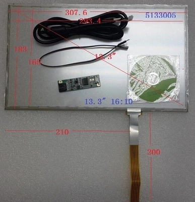 5-линейный новый 13,3-дюймовый сенсорный экран 16:10 307,6*183 мм + USB-карта, полный набор аксессуаров 5133005   308*183 мм