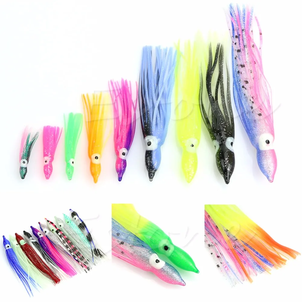 10Pcs/lot 4 5 6 9 10 14 15 16 18cm Fishing Lures Set Octopus Baits Combo Squid Skirt Lure Trolling Bait Fishing  Lures