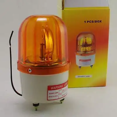 

12V Yellow Rotating Beacon Warning Caution Light Lamp With Speaker Spiral Fixed