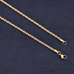 New arrival 3MM stainless steel gold color twisted rope chain necklace Fashion unisex jewelry Rock style Christmas gift