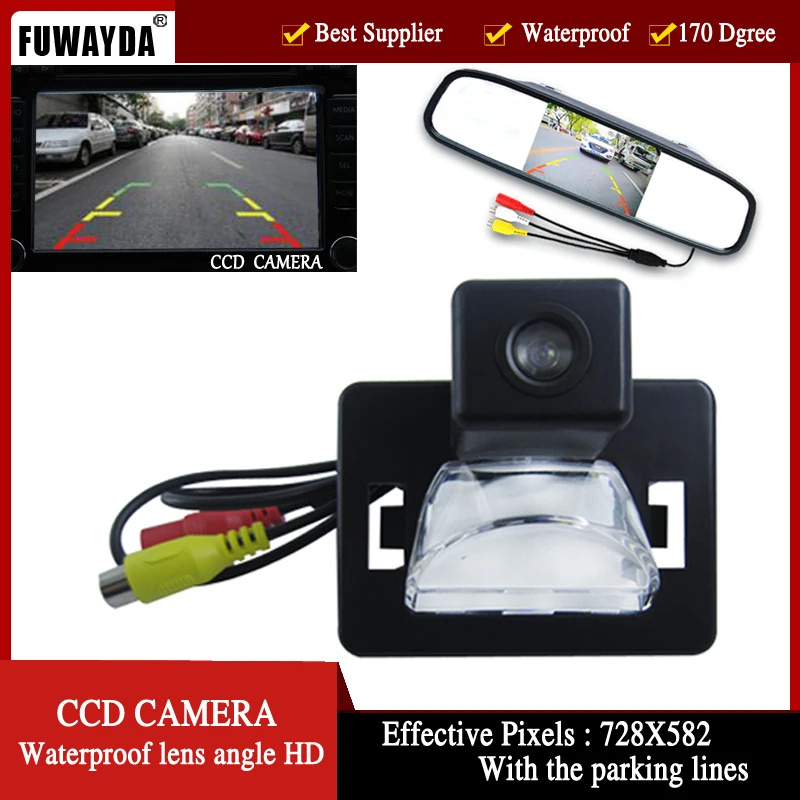 FUWAYDA Car Rear View Reverse backup Camera auto DVD GPS camera in car camera for  for Mazda 5,4.3 Inch Rear view Mirror Monitor