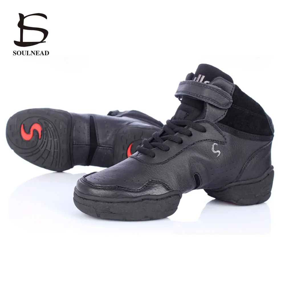 Chaussures de danse Jazz en cuir véritable pour femmes, baskets modernes de danse de rue, Hip Hop carré sport Salsa salle de bal, taille 34 à 45