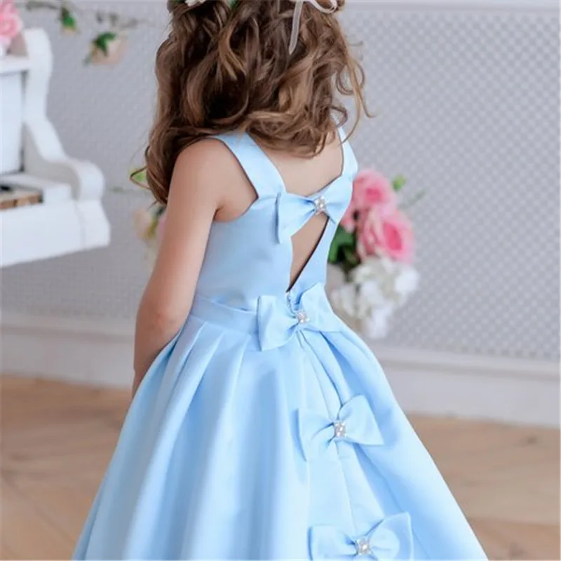 New Arrivals Elegant Flower Girls Tulle Ball Gowns Girl Dresses Princess Party Wedding Gowns with Big Sash Special Pageant Dress