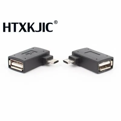 90 องศาด้านซ้ายขวาไมโคร USB 2.0 OTG HOST Adapter สำหรับแท็บเล็ต MicroUSB OTG Connector Angled