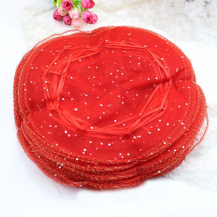 

300pcs diameter 40cm red Round Organza Bag Drawstring jewelry packaging bags for Wedding/gift/food/candy/Christmas Yarn bag