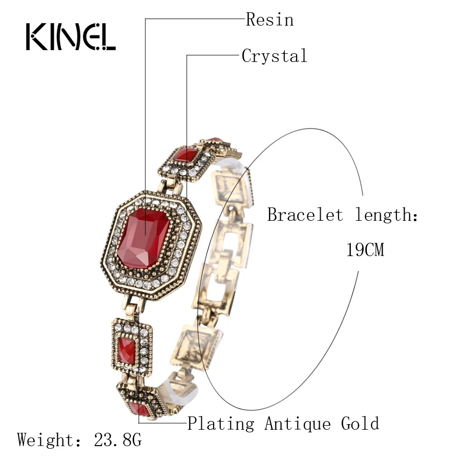 Luxury Red Crystal Bracelet Fashion Gold Color Austrian Crystal Bracelet For Women Vintage Jewelry 2017 New