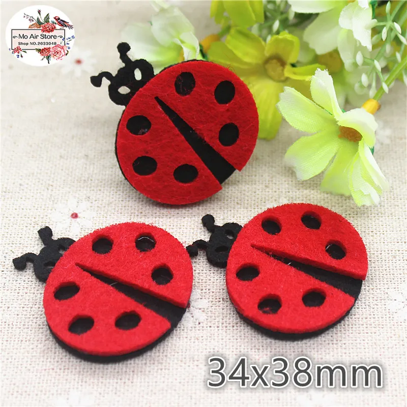 3.4CM 20pcs Non-woven Patches Red Ladybird Felt Appliques For Clothes Sewing Supplies DIY Craft Ornament