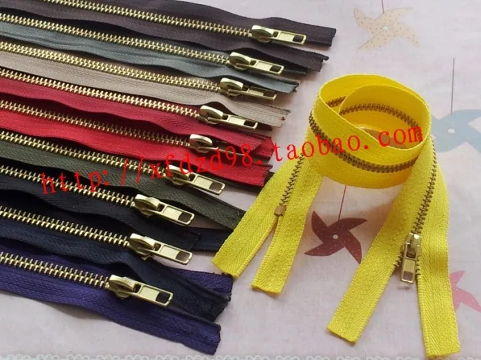 

5pcs/lot 10-65cm #4 metal yellow brass metal close end zippers 24 colors length customized jeans diy accessories734