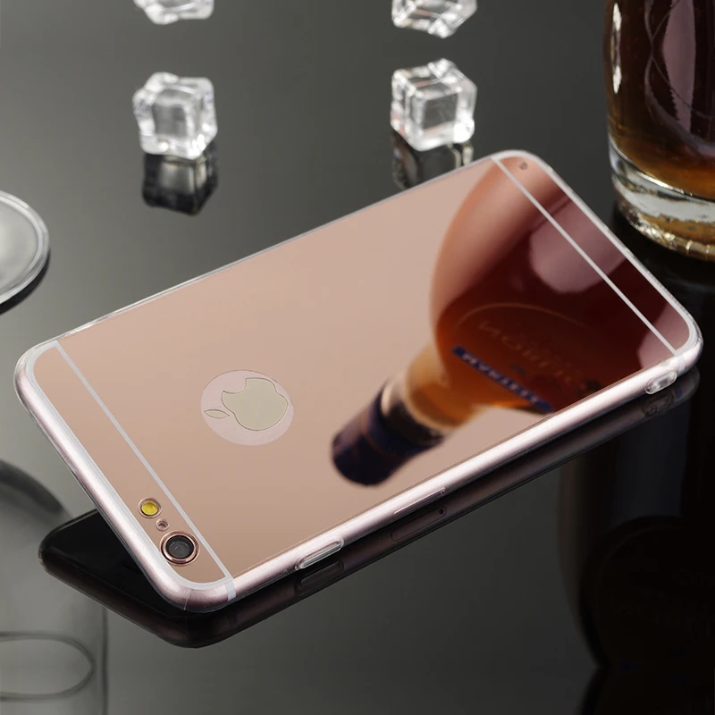 Rose Gold Phone Cases For Aifon iPhone 6 Plus Soft TPU Mirror Back Cover Capinhas For iPhone 6S PLus 5 5S SE 6Plus Celular Coque image 3