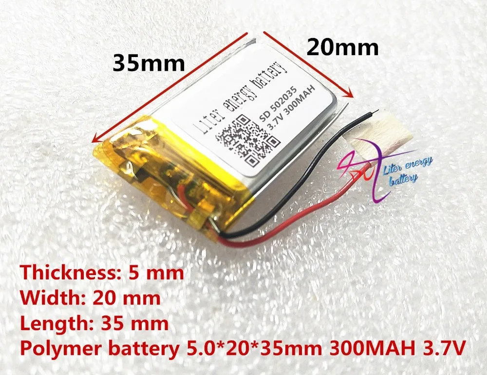 (free shipping)Battery factory outlet 3.7V 502035 300 mah lithium-ion polymer battery quality goods