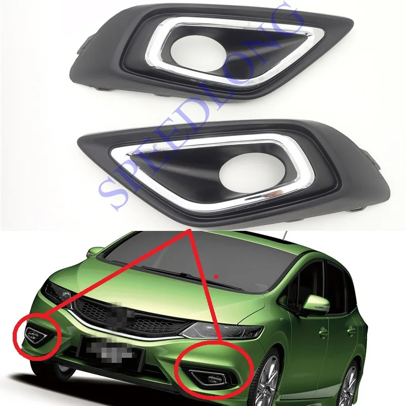 2 Pcs/Pair RH and LH Front bumper fog light lamp bezels covers for HONDA JADE 2014-2016