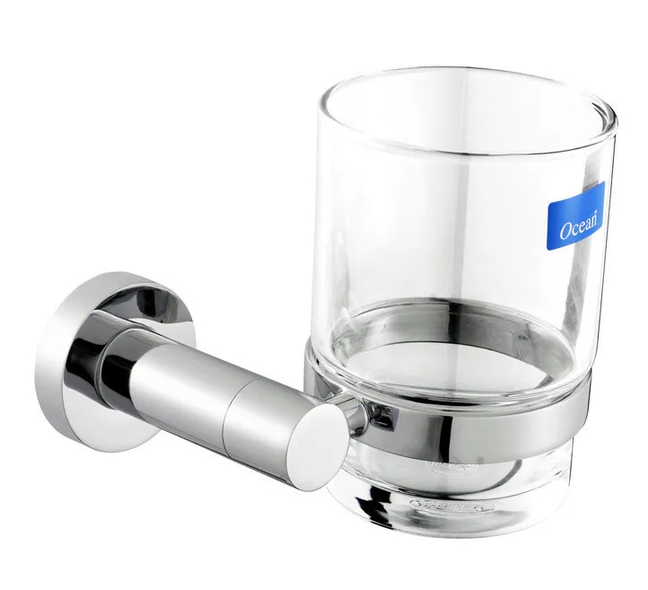 

Держатель стакана/подстаканник для зубной щетки, латунное основание с хромированной отделкой + стеклянная чашка GB001G-1