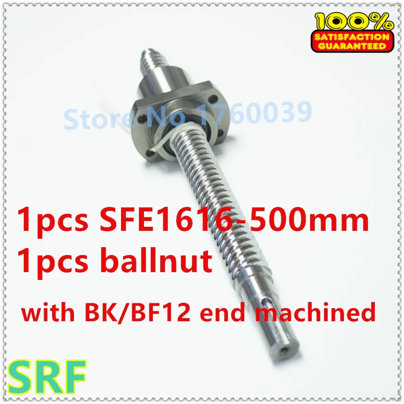 Dia:16mm Lead:16mm Rolled Ballscrew 1pcs SFE1616 High lead Ball screw L=500mm+1pcs single ballnut with BK/BF12 end processing