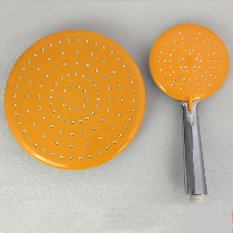 

Fashion Bathroom ABS Plastic Shower Set, Orange Round Style Rainfall Shower Nozzle + Hand Hold Shower Head