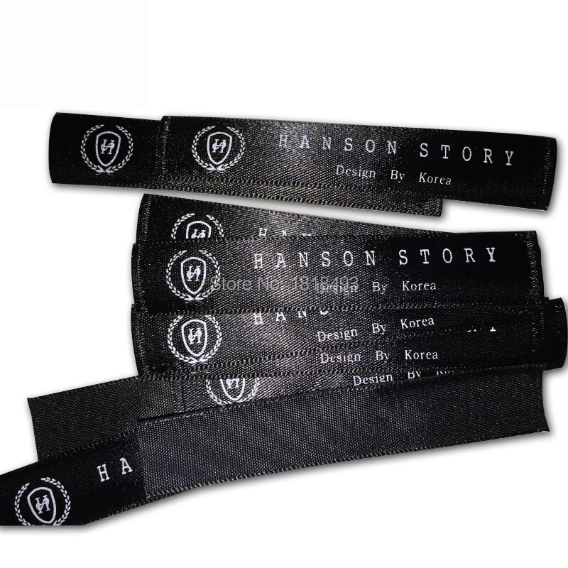 free shipping customize black silk labels/clothing screen printing tags/wind coat down jacket collar labels/washable labels