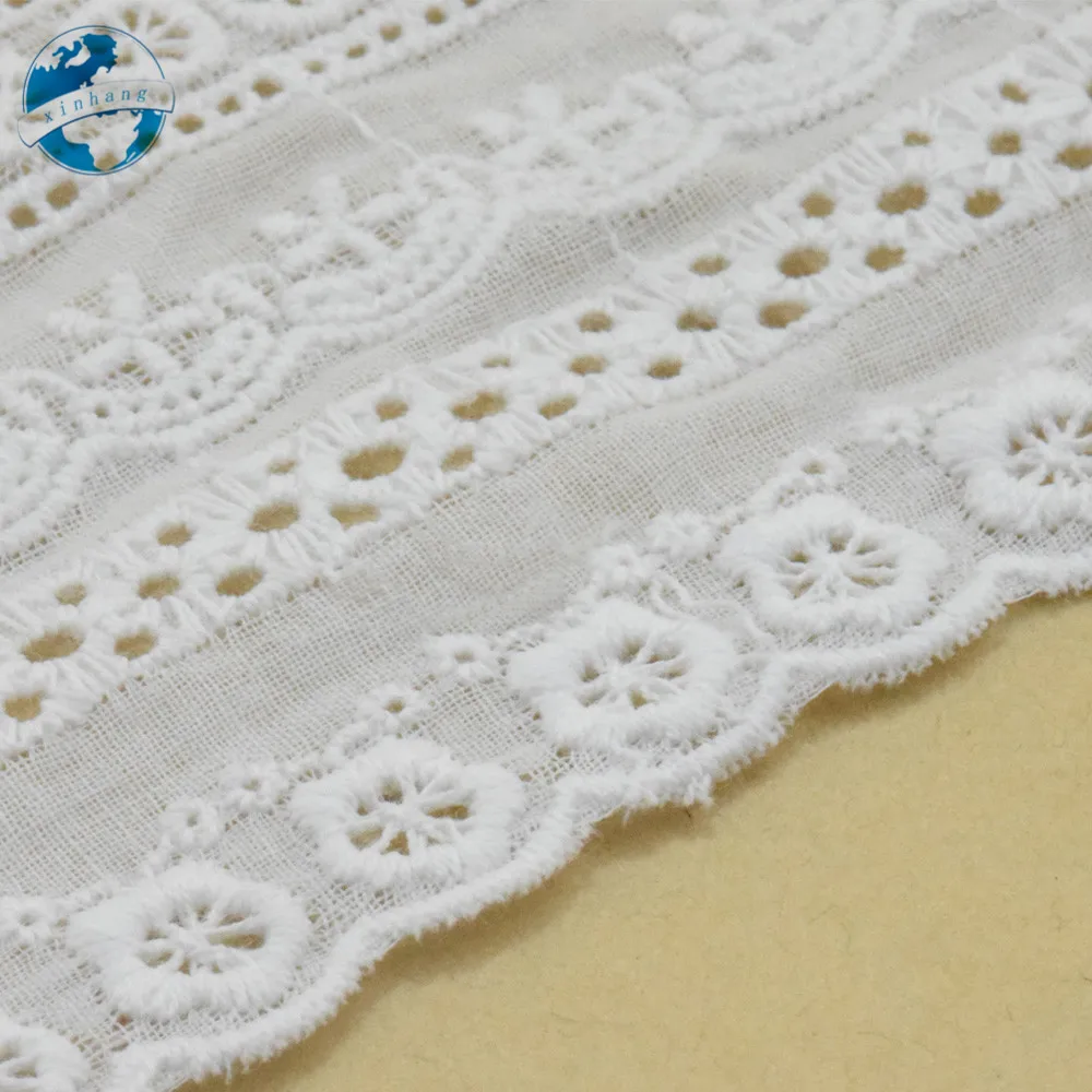 11cm Width White 100% Pure Cotton Embroidery French Lace Ribbon Fabric Guipure Diy Trims Warp Knitting Sewing Accessories#3761