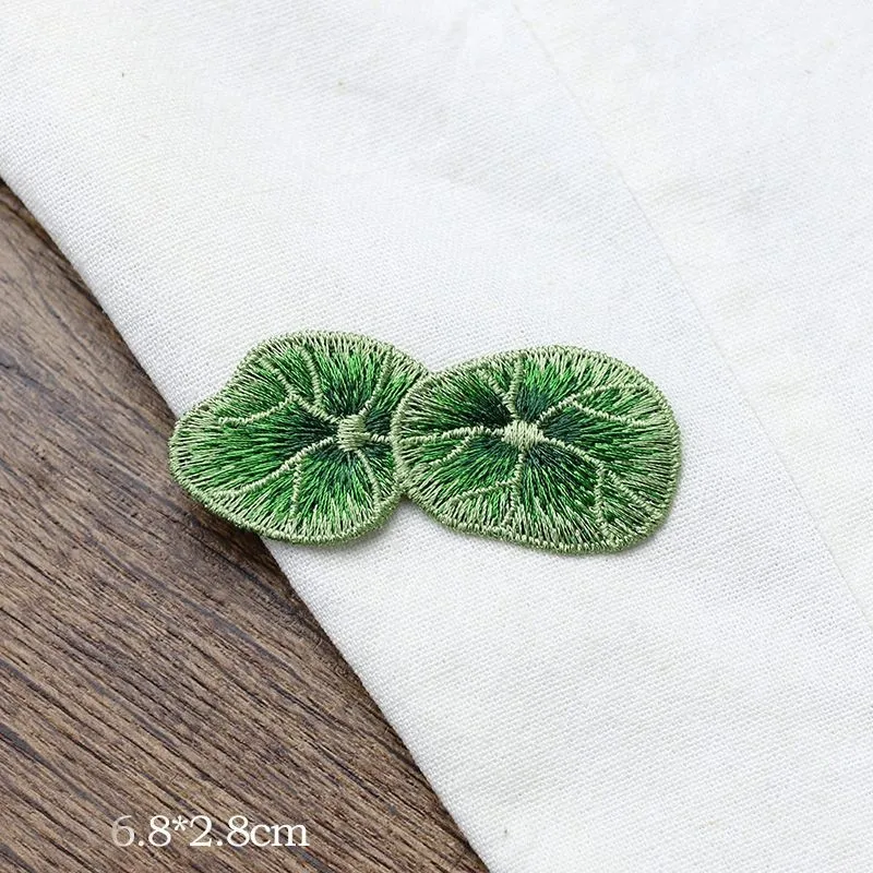 High Quality Green Lotus Leaves Patch Sew on Sticker for Clothing Decoration Embroidery DIY Floral Patches for Costume Clothes