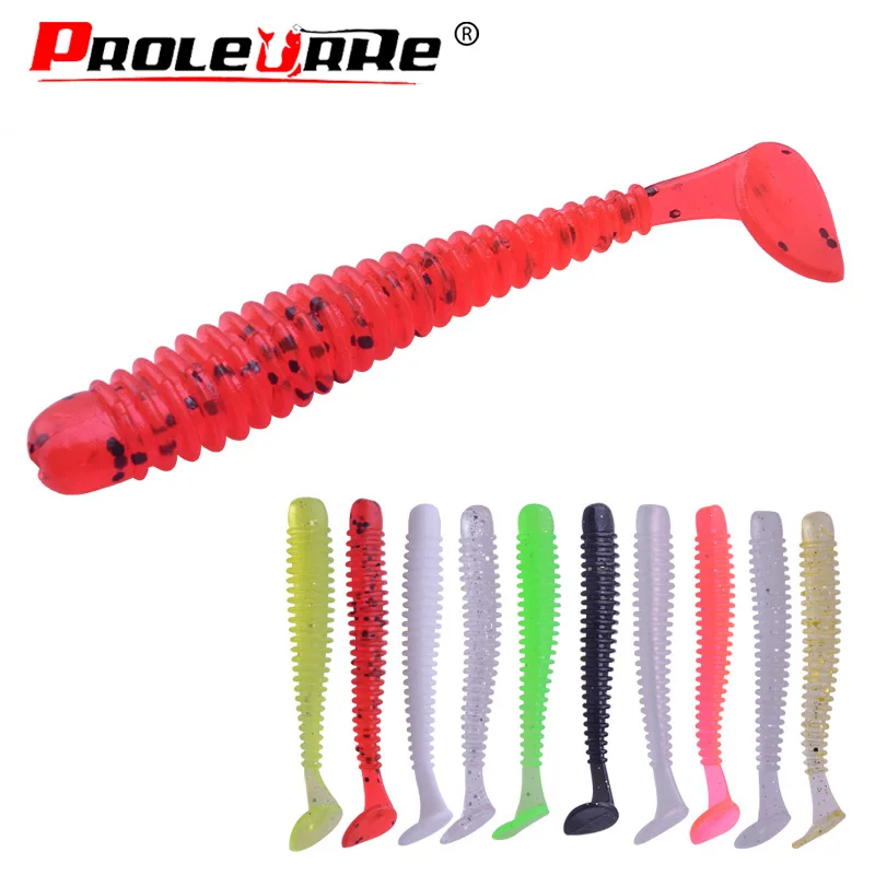 

10Pcs/lot 70mm 2g T tail Soft Bait Wobber Jigging Silicone Worm Baits Leurre souple Shad Iscas bass soft fish soft baits PR-517