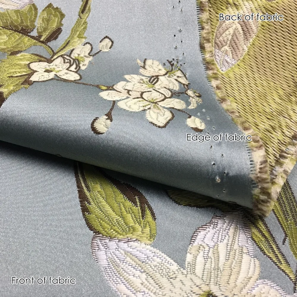 American Style Jacquard Woven Small Flower Sofa Chair Sectional Light Blue Interior Hotel Decorative Clothes Fabric 140 cm width