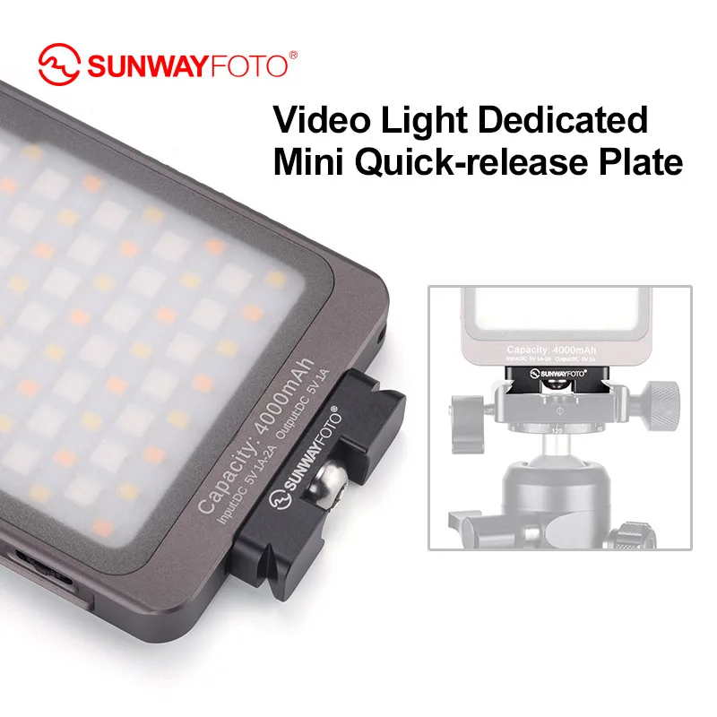 SUNWAYFOTO DP-12 12mm Mini QR Plate for LED Video Fill Light Arca/RRS Compatible Plate Used on Tripod