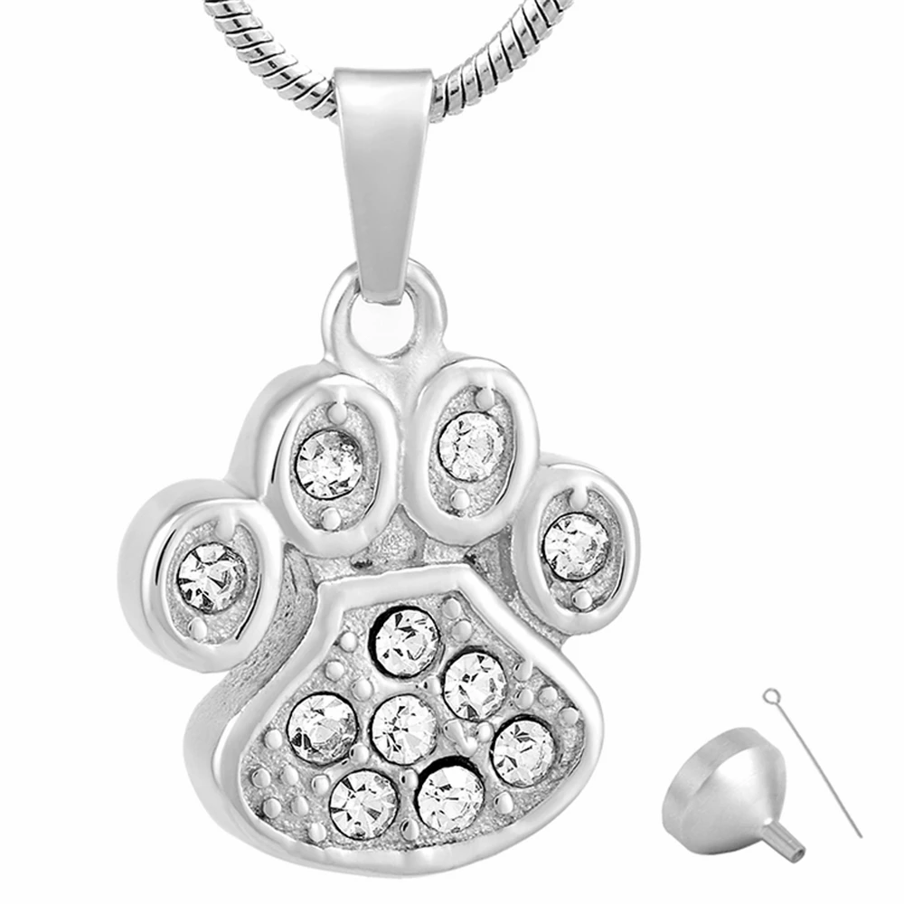 

MJD9756 Crystal Necklace Memorial Cremation Ashes Necklace Locket Pendant Paw Ash Jewelry Women