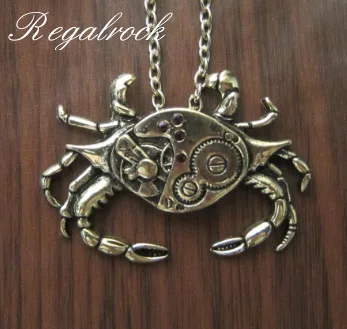 Steampunk Crab Watch Necklace Vintage Punk Jewelry Pincer Pendant Bronze Not Movement Fashion Hot Charm Gift