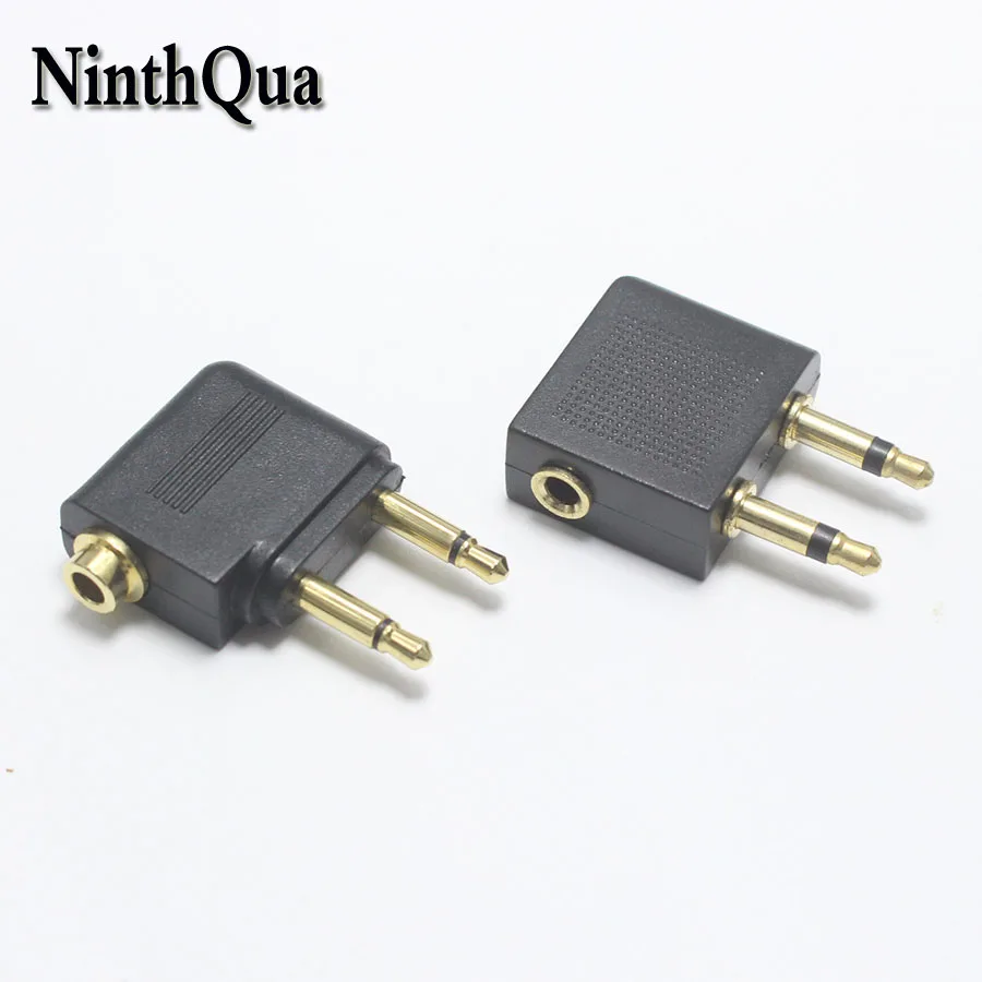 NinthQua 1pcs Airplane 3.5mm 2Pole Headphone Mono Audio Converter Gold Plated Travel Jack Plug Splitter Adapter